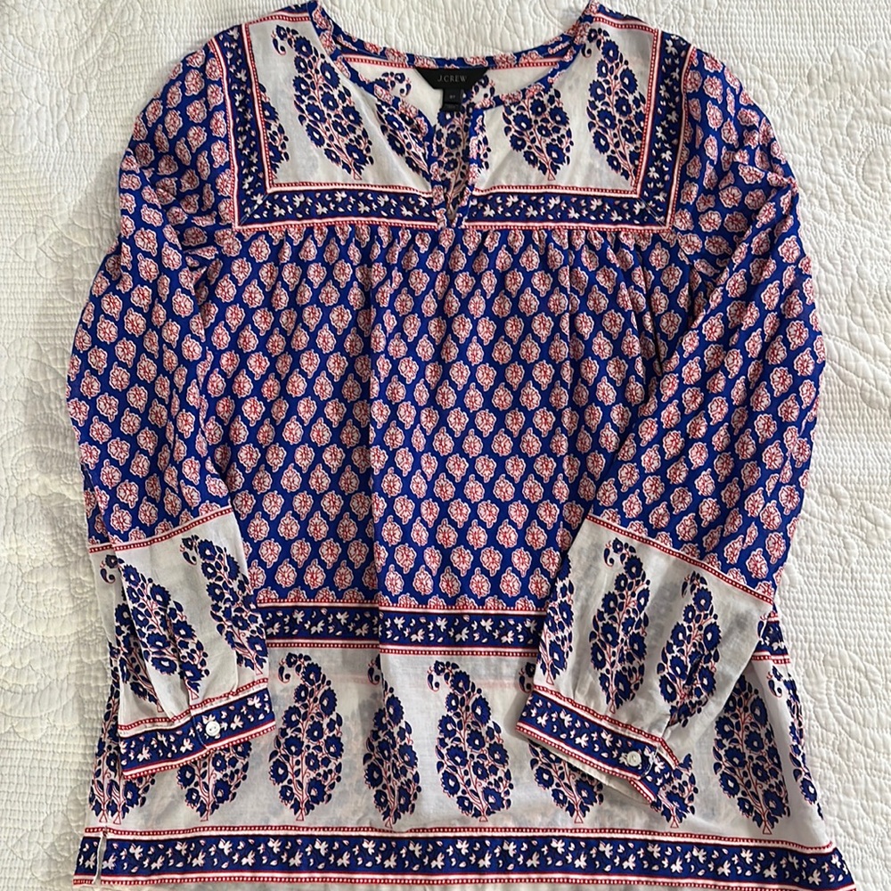 J Crew Mixed Paisley Peasant Blouse M 8T